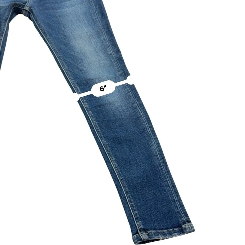 Flying Monkey Womens Skinny Jeans 25 Medium Wash Distressed Denim Frayed Hem